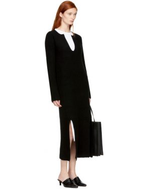 photo Black Cashmere Slit Front Sweater Dress by Rosetta Getty - Image 4