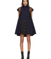 photo Black and Navy Panelled Short Dress by Sacai - Image 1