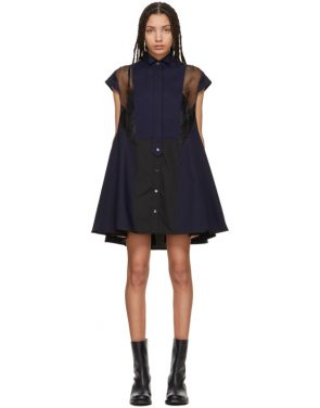 photo Black and Navy Panelled Short Dress by Sacai - Image 1