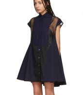 photo Black and Navy Panelled Short Dress by Sacai - Image 4