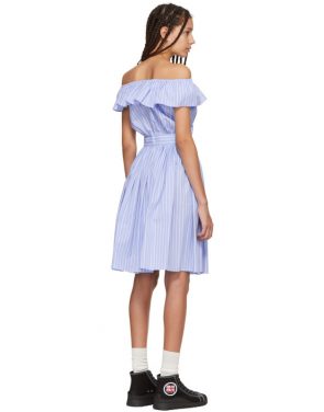 photo Blue Striped Off-the-Shoulder Dress by Miu Miu - Image 3