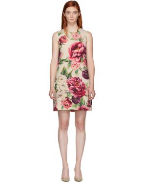photo Beige and Pink Peony Dress by Dolce and Gabbana - Image 1