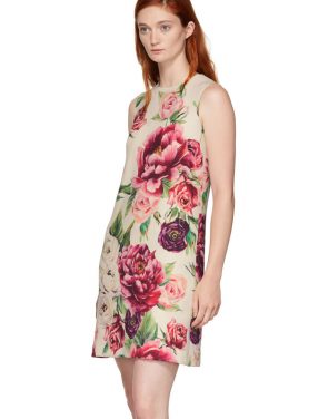 photo Beige and Pink Peony Dress by Dolce and Gabbana - Image 4