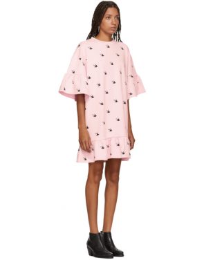 photo Pink Mini Swallow Ruffled T-Shirt Dress by McQ Alexander McQueen - Image 2