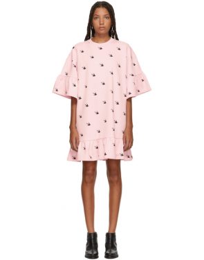 photo Pink Mini Swallow Ruffled T-Shirt Dress by McQ Alexander McQueen - Image 1