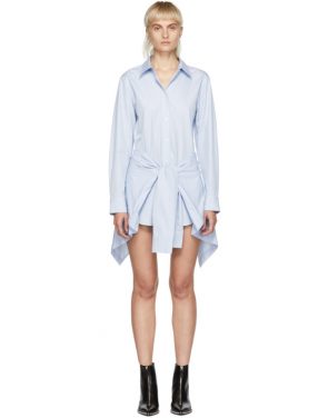photo Blue and White Striped Front Tie Shirt Dress by Alexander Wang - Image 1