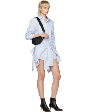photo Blue and White Striped Front Tie Shirt Dress by Alexander Wang - Image 5