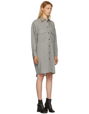 photo Grey Wool Casual Tailoring Shirt Dress by MM6 Maison Martin Margiela - Image 2