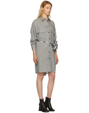 photo Grey Wool Casual Tailoring Shirt Dress by MM6 Maison Martin Margiela - Image 5