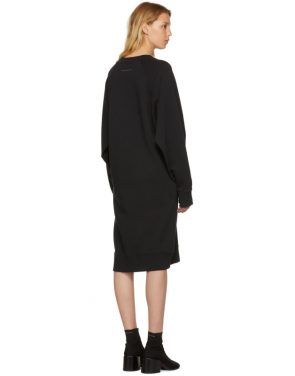 photo Black Basic Cotton Sweatshirt Dress by MM6 Maison Martin Margiela - Image 3