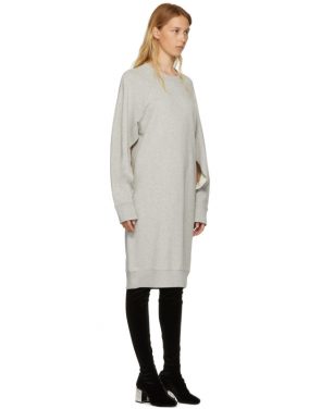photo Grey Basic Cotton Sweatshirt Dress by MM6 Maison Martin Margiela - Image 2