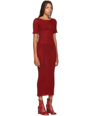 photo Red Fitted Thin Rib Dress by MM6 Maison Martin Margiela - Image 2