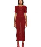 photo Red Fitted Thin Rib Dress by MM6 Maison Martin Margiela - Image 1