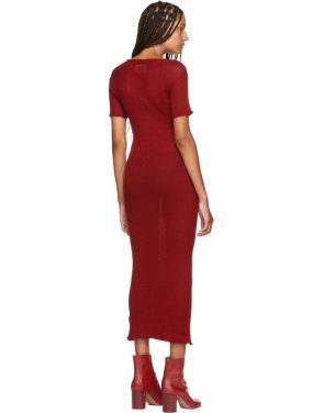 photo Red Fitted Thin Rib Dress by MM6 Maison Martin Margiela - Image 3