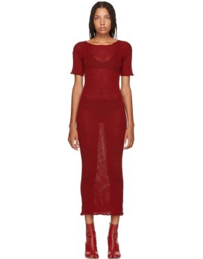 photo Red Fitted Thin Rib Dress by MM6 Maison Martin Margiela - Image 1