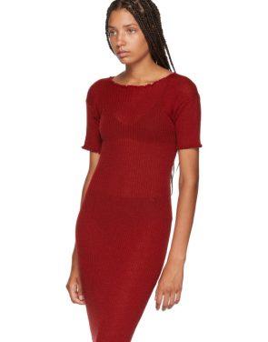 photo Red Fitted Thin Rib Dress by MM6 Maison Martin Margiela - Image 4