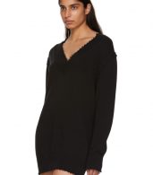 photo Black Distressed V-Neck Sweater Dress by T by Alexander Wang - Image 4