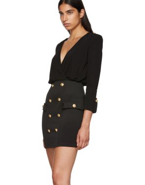 photo Black Jersey Short Dress by Balmain - Image 4