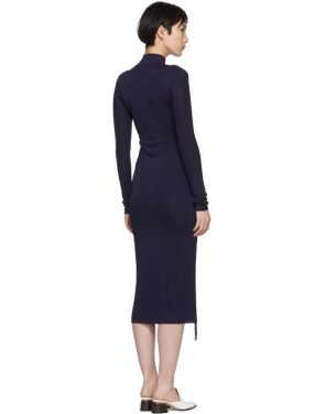 photo Navy Turtleneck Ruched Sides Dress by Carven - Image 3