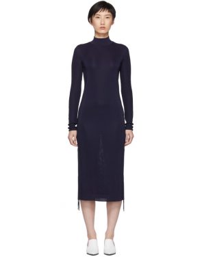 photo Navy Turtleneck Ruched Sides Dress by Carven - Image 1