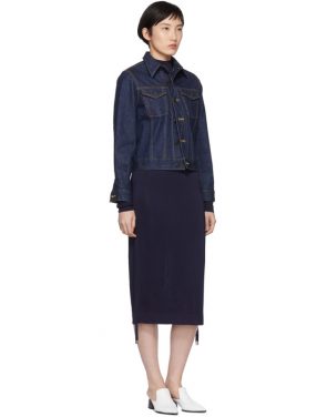 photo Navy Turtleneck Ruched Sides Dress by Carven - Image 5