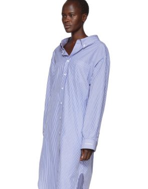 photo Blue and White Striped Swing Shirt Dress by Balenciaga - Image 4