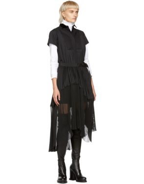 photo Black Pleated Dress by Sacai - Image 5
