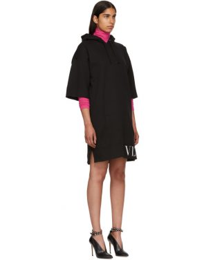 photo Black VLTN Short Hoodie Dress by Valentino - Image 2