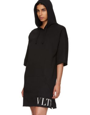 photo Black VLTN Short Hoodie Dress by Valentino - Image 4