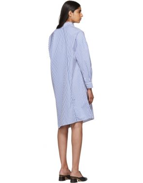 photo White and Blue Stripe Noma Dress by Toteme - Image 3
