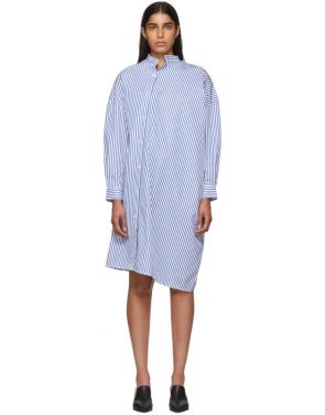 photo White and Blue Stripe Noma Dress by Toteme - Image 1