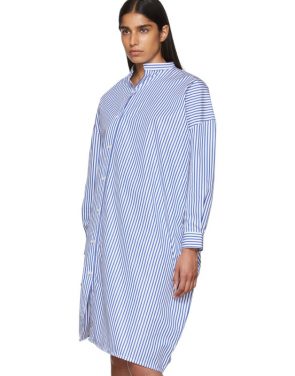 photo White and Blue Stripe Noma Dress by Toteme - Image 4