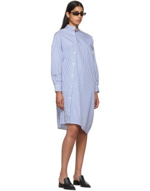 photo White and Blue Stripe Noma Dress by Toteme - Image 5