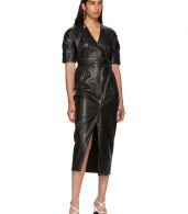 photo Black Vegan Leather Penelope Wrap Dress by Nanushka - Image 5