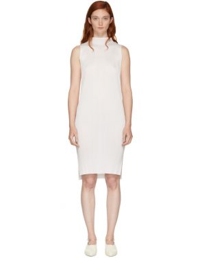 photo White Basics Pleated Sleeveless Dress by Pleats Please Issey Miyake - Image 1
