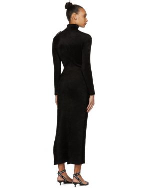 photo Black Velvet Turtleneck Fitted Dress by Balenciaga - Image 3