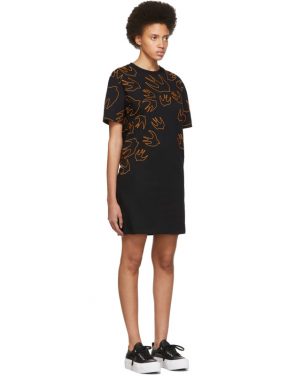 photo Black and Orange Embroidered Swallow Signature T-Shirt Dress by McQ Alexander McQueen - Image 2