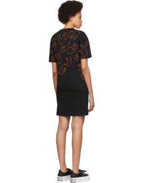 photo Black and Orange Embroidered Swallow Signature T-Shirt Dress by McQ Alexander McQueen - Image 3