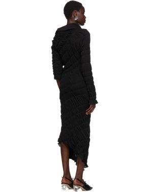 photo Black Lame Jersey Ruched Dress by Comme des Garcons - Image 3