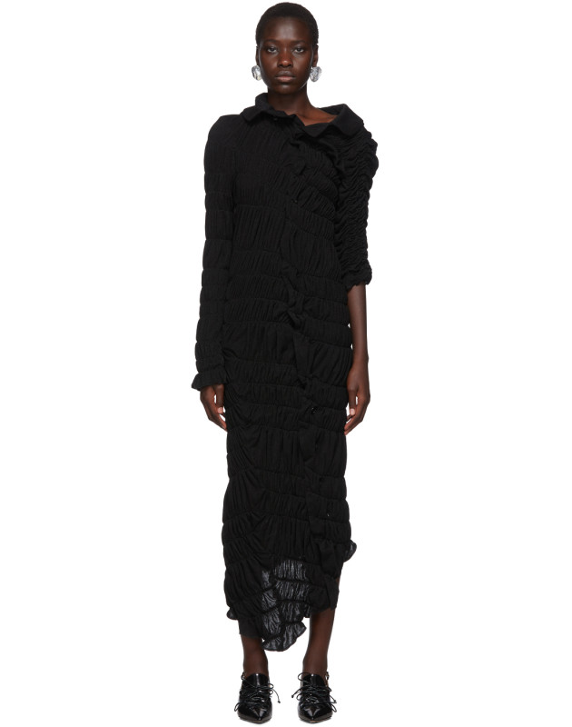 photo Black Lame Jersey Ruched Dress by Comme des Garcons - Image 1