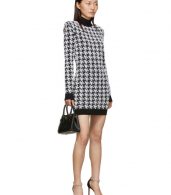 photo Black and White Tweed Houndstooth Long Sleeve Dress by Balmain - Image 5