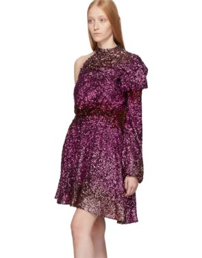 photo Pink Degrade Sequin Single-Shoulder Dress by Halpern - Image 4