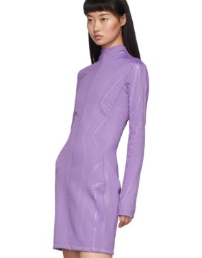 photo Purple Scuba Turtleneck Dress by Mugler - Image 4