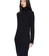 photo Navy Wool Side Button Turtleneck Dress by Marni - Image 4