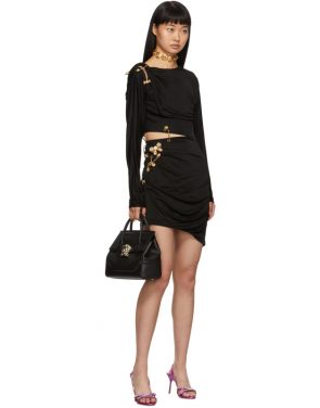 photo Black Draped Safety Pin Dress by Versace - Image 5