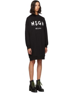 photo Black Fleece Brushstroke Logo Dress by MSGM - Image 2