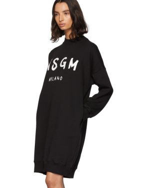 photo Black Fleece Brushstroke Logo Dress by MSGM - Image 4