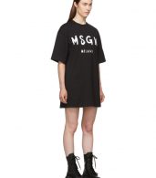 photo Black Paint Brushed Logo T-Shirt Dress by MSGM - Image 2