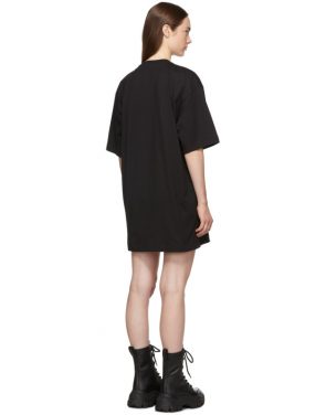 photo Black Paint Brushed Logo T-Shirt Dress by MSGM - Image 3