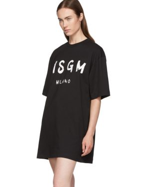 photo Black Paint Brushed Logo T-Shirt Dress by MSGM - Image 4